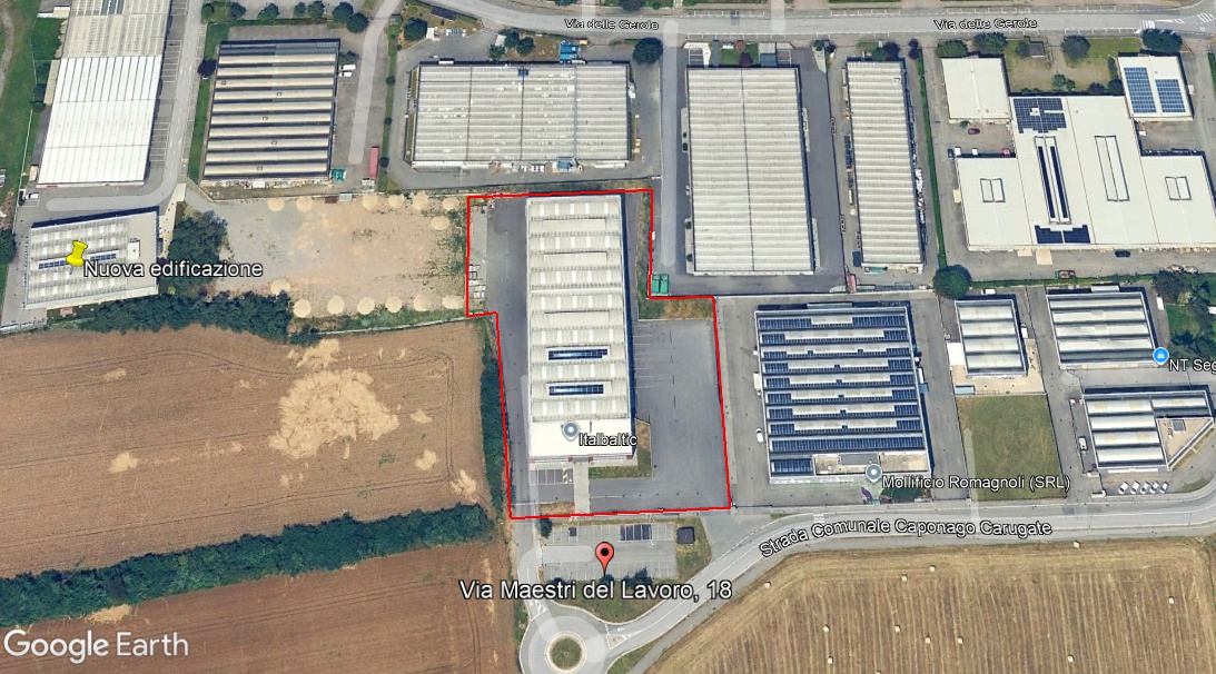 Caponago – Capannone indipendente di ca 3.170 mq oltre ampia area